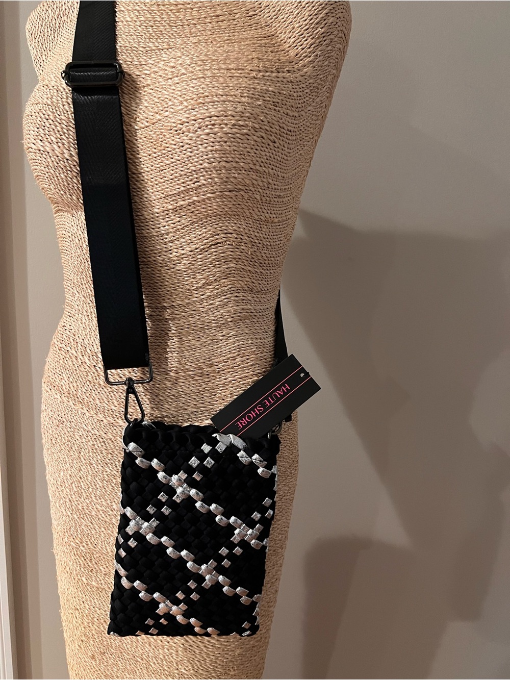 HAUTE SHORE Black and Silver Mini Crossbody